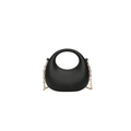 Modern black crescent acrylic handbag with gold chain strap and top handle design - Black