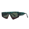 Blue and purple leopard print geometric wide-frame sunglasses with dark green lenses - Green Purple Frame with Green Lens (C7 Green Purple Green)