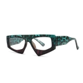 Irregular geometric oversized sunglasses in teal and purple tortoiseshell finish - Green Purple Frame with Clear Lens (C8 Green Purple Clear)