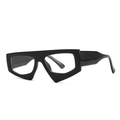 Modern black geometric thick frame glasses with wide temples in a minimalist bold style - Black Frame with Clear Lens (C9 Black Clear)