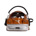 Bolso de mano marrón con forma de coche antiguo en charol brillante con bandolera - Marrón