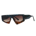 Flat top geometric sunglasses with blue camouflage and amber tortoiseshell frame - Blue Tea Frame with Gradient Tea Lens (C10 Blue Tea)