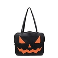 Halloween-Einkaufstasche mit Kürbisgesicht in Schwarz und Orange mit Reißverschluss - Schwarz
