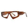 Modern oversized tortoiseshell glasses frame with unique geometric V-shaped bridge - Leopard Frame with Clear Lens (C11 Leopard Clear)