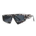 Modern irregular geometric sunglasses with grey leopard print frames and dark grey lenses - Tortoise Frame with Black Grey Lens (C12 Tortoise Black Grey)