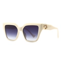 Oversized cream-colored sunglasses with purple gradient lenses and gold circular trim - Off White Frame Gradient Grey Lens