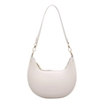 Sac croissant blanc cassé minimaliste avec finitions dorées et cuir synthétique lisse - Blanc