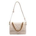 Sac à bandoulière matelassé beige chic avec chaîne dorée et lanière cuir pour femme - Grand 27*19*9cm / Beige