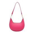Sac à bandoulière croissant en cuir mat rose avec des détails dorés chic - Rose Rouge