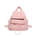 Rosafarbener gesteppter Daunen-Rucksack mit weicher Textur und Kordelzugverschluss - Rosa