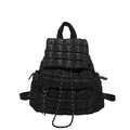 Schwarzer gesteppter Puffer-Rucksack mit glänzendem Finish und Kordelzug für Damen - Schwarz