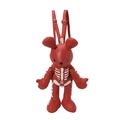 Zaino a forma di orsetto in pelle rossa gotica con stampa scheletro e cuciture - Rosso