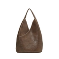 Retro braune Eimertasche aus Leder mit V-Öffnung und großem Fassungsvermögen Shopper - Kaffeebraun