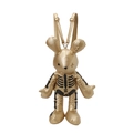 Metallic gold teddy bear backpack featuring black skeleton print and adjustable straps - Gold