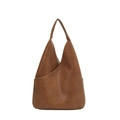 Minimalistische Hobo-Tasche aus braunem PU-Leder mit breitem Schultergurt und Fronttasche - Braun