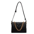 Sac bandoulière noir matelassé avec chaîne dorée et motif à losanges chic - Grand 27*19*9cm / Noir