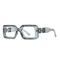 Modern vintage square blue light blocking glasses with thick transparent gray-blue frames - Light Blue