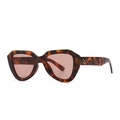 Modern retro hexagonal leopard print sunglasses with brown lenses and rivet accents - Leopard Frame Pink Lens