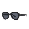 Retro hexagonal oversized sunglasses with black thick frame and metallic rivet details - Black