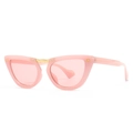 Occhiali da sole cat-eye rosa retrò con montatura trasparente e dettagli dorati - Montatura Rosa Trasparente Lenti Rosa