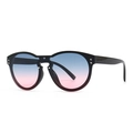 Oversized gradient blue and pink sunglasses with black frame and silver rivets - Black (C4 Black Blue Pink Gradient)