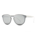 White oversized sunglasses with silver mirrored lenses and metal rivet details - White (C2 White Mercury)