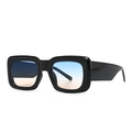 Fashion oversized square black sunglasses with blue-orange gradient lenses in bold frame - Black Frame Blue Pink Gradient Lens (C7)