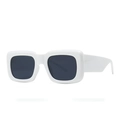 Retro oversized square sunglasses with white polished frames and dark grey lenses for fashion - White Frame Black Grey Lens (C6)