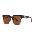Retro dark brown oversized sunglasses with gradient lenses and decorative metal temples - Coffee Tan
