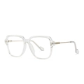 Classic large square transparent frames with slim metal temples for professional business style - C5 Transparent