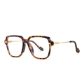 Lunettes carrées oversize en écaille de tortue avec branches en métal doré élégantes - C4 Léopard