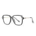 Monture de lunettes carrée grise surdimensionnée avec branches en métal doré haut de gamme - C2 Gris