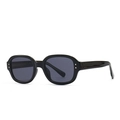 Modern oversized square sunglasses with black frame and stylish silver rivets detail - C2 Black Grey