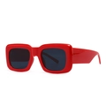 Retro oversized square sunglasses featuring a glossy red frame and dark tinted lenses - Red Frame Black Grey Lenses (C3)