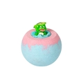 Pink and blue bath bomb with a cute green frog finger toy for children's bath time - 100g Frog Toy (Ocean)