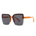 Modern square gradient orange sunglasses with dark grey lenses and gold metal details - Orange (C2 Orange Black Grey)
