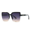 Square cat eye sunglasses for women with purple gradient lenses and gold metal accents - Green Gradient Tan (C5 Green Light Tan)