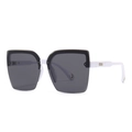 Modern square oversized sunglasses with dark lenses and black and white frame design - White (C4 White Black Grey)