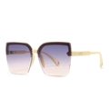 Modern square oversized sunglasses with nude frames and purple gradient lenses - Beige Gradient Pink (C3 Beige Pink)