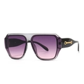 Vintage Übergroße Sonnenbrille mit lila Verlaufsgläsern und Goldverzierung - Grauer Rahmen Rosa Farbverlauf