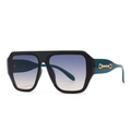 Retro-Oversize-Sonnenbrille mit quadratischem Rahmen und lila Verlaufsgläsern für Damen - Schwarzer Rahmen Verlaufsblau