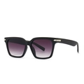 Lunettes de soleil carrées noires avec verres dégradés et détails argentés chics - Monture Noire / Gris Dégradé (C3)