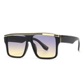 Oversized square flat top sunglasses with black frame and purple-yellow gradient lenses - C7 Black Frame Gradient Yellow Lens