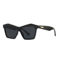 Occhiali da sole moderni cat-eye in acetato nero con eleganti dettagli in metallo oro - Nero