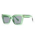 Oval sunglasses with green frames and grey lenses featuring gold metal hinge detail - Green Frame Grey Lens