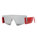 Lunettes de soleil bouclier futuristes avec verres miroir argent et branches rouges - Rouge Argent Mercure