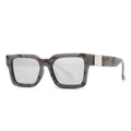 Lunettes de soleil carrées effet marbre avec détails en métal doré sculpté - C4 Gris Mercure