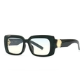 Lunettes de soleil rectangulaires rétro marbrées avec verres dégradés dorés - C2 Monture Verte Verre Jaune Clair