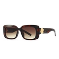 Lunettes de soleil carrées en écaille avec verres dégradés marron et détails dorés - C5 Léopard Double Thé