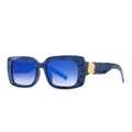 Lunettes de soleil rectangulaires en marbre bleu avec détails dorés et chic - C4 Monture Marbre Bleu Verre Dégradé Bleu
